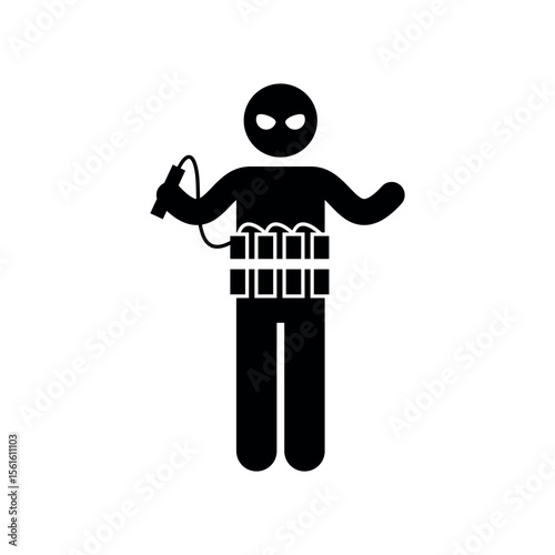 Silhouette of Person with Dynamite Vest and Detonator Illustration