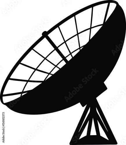 Satellite Dish icon black silhouette vector illustration on transparent background  