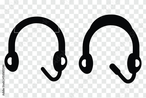 Headphones icon. Black headphones icon collection. Set of music headphones icons. Headphone with microphone. Vector headphone icons eps 10