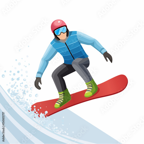 person snowboarding down a steep slope with snow spray