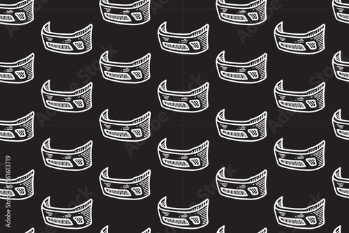 car bumper line art seamless pattern on black background. automotive grille engraving doodle pattern background. front bumper hatching motif wallpaper for garage, workshop, auto detailing merchandise