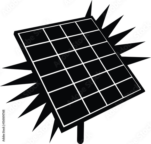 Solar Panel icon black silhouette vector illustration on transparent background  