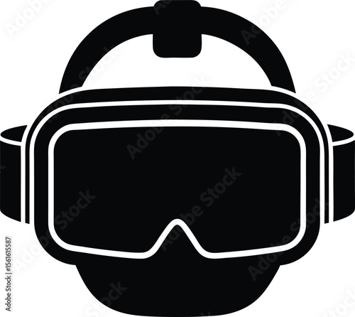 VR Headset icon black silhouette vector illustration on transparent background  