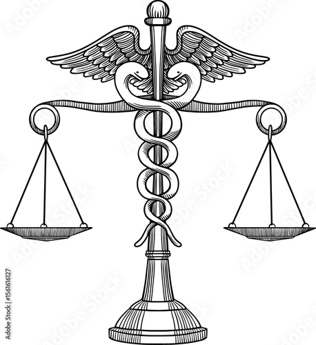 scales of justice vector ink illustration