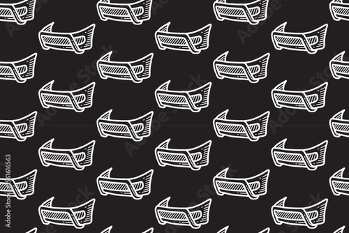 tubular bumper line art seamless pattern on black background. auto grille engraving doodle pattern background. car bumper hatching motif wallpaper for garage, workshop, auto detailing merchandise