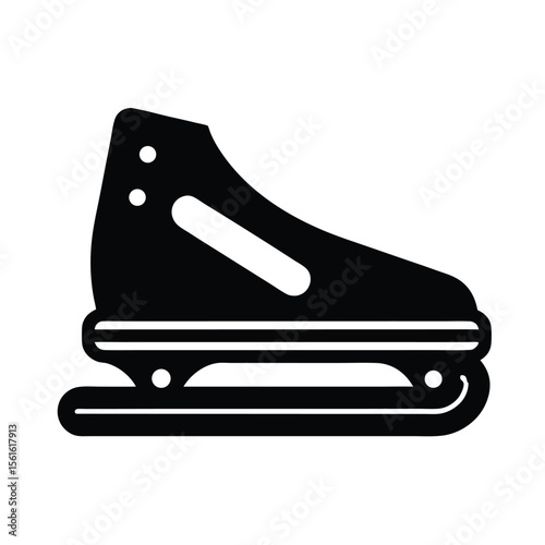Sleek black silhouette of an ice skate perfect for winter sports and seasonal design projects
