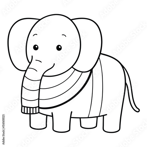 Cute outlined elephant ready for coloring in cmyk and rgb colors