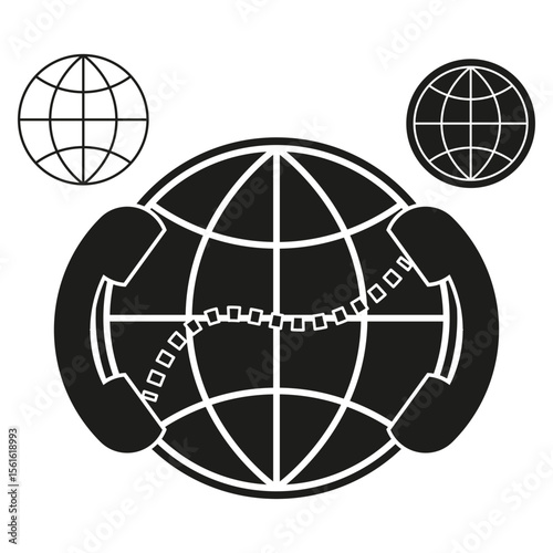 Global network icon. Phone handsets Vector. Chain link connection. World communication symbol.