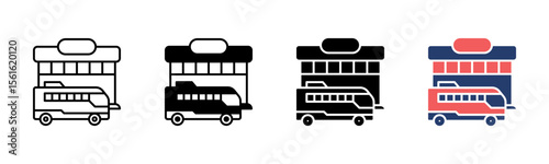 Bus Terminal icon sheet multiple style collection