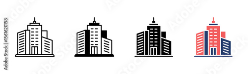 Skyscraper icon sheet multiple style collection