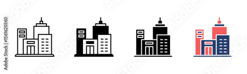 Commercial Building icon sheet multiple style collection