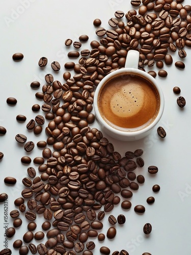 coffee bean and cup of coffee