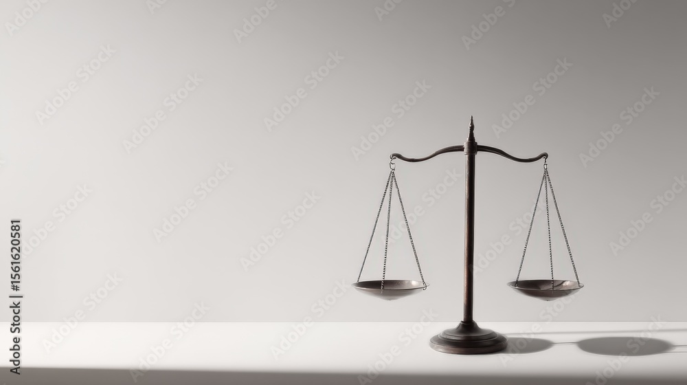 Balanced scale with empty trays symbolizing justice fairness equality and law. Balanced scale with empty trays symbolizing justice fairness equality and law.