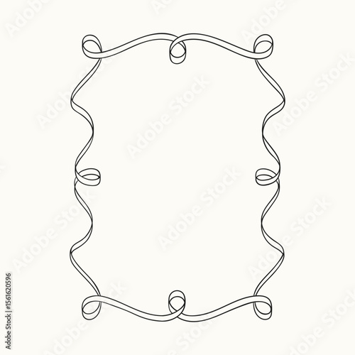 Retro frames made of ribbons and baets. Vector simple hand drawn illustration.