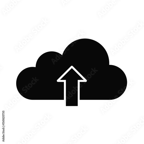 Cloud computing concept: Upload and download data to a secure server network, symbolized by a modern cloud icon with arrows