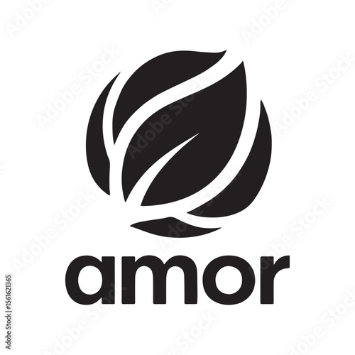 A vector logo design featuring a stylized leaf Silhouette.