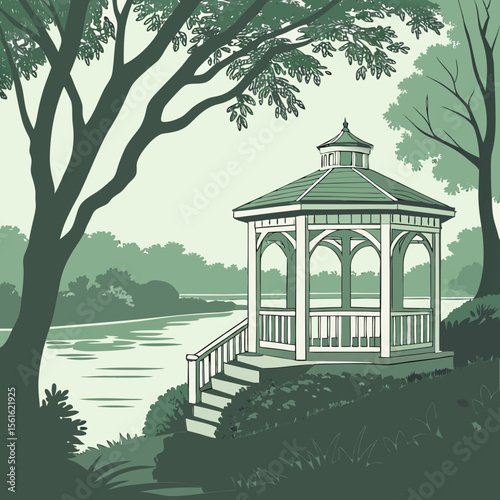 
a gazebo in a park