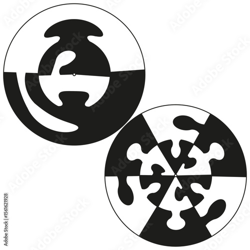 Yin yang icon. Interlocking puzzle ring. Geometric vector illustration.