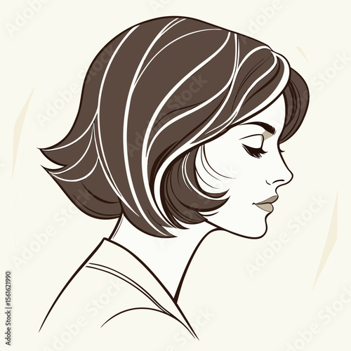 
a profile of a woman with short hair
