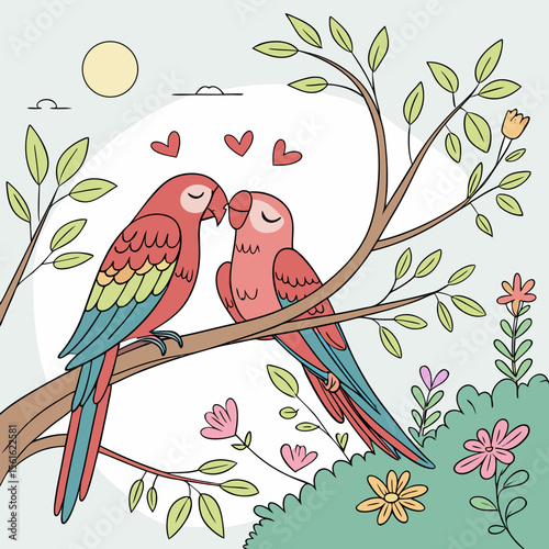 
two birds on a branch