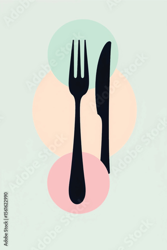 Spoon and fork vector illustration damask pattern 