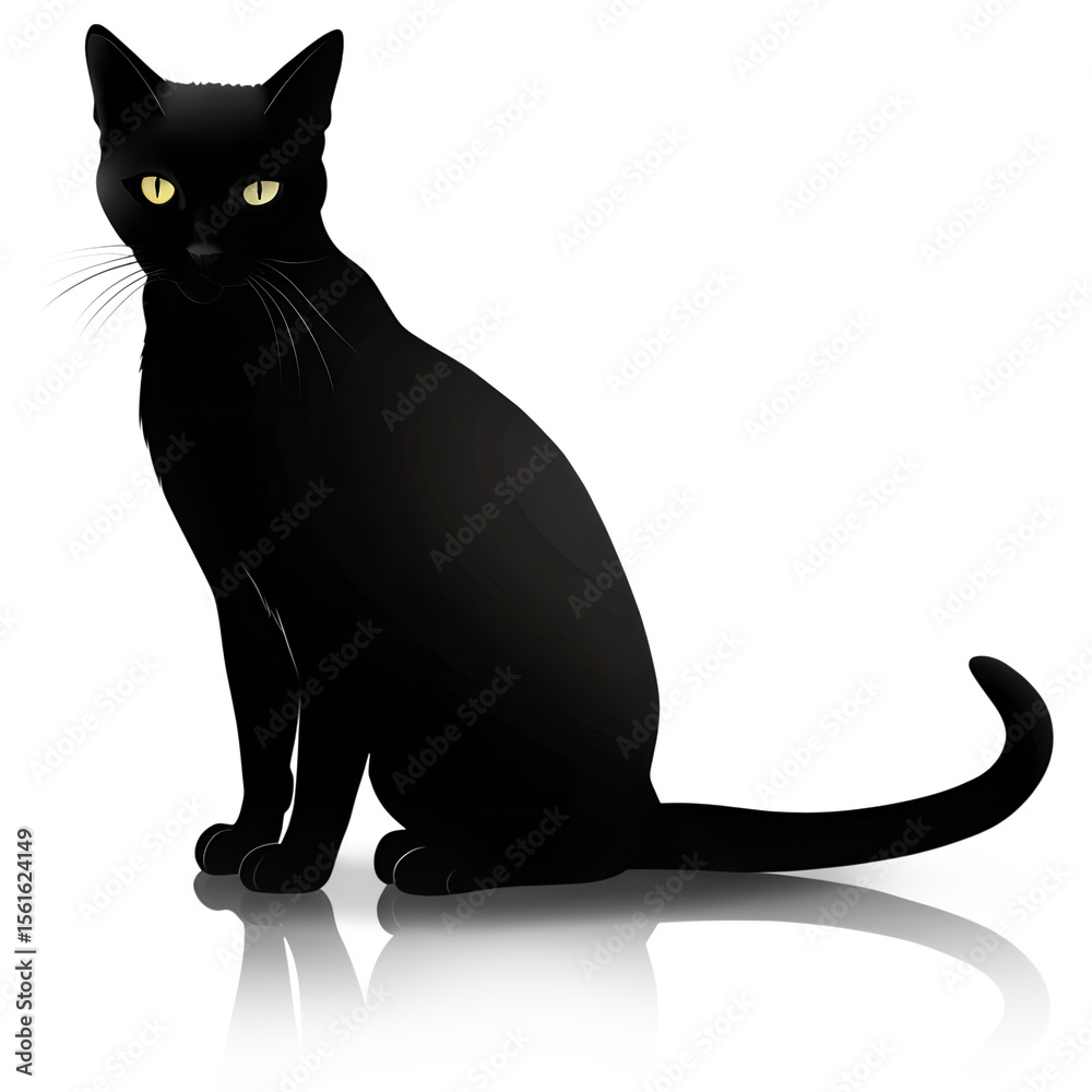 Obraz premium Black cat silhouette isolated on transparent background
