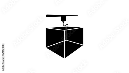 3d printer symbol, black isolated silhouette