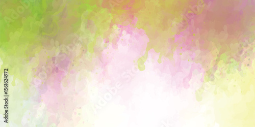 Watercolor abstract isolated background green and yellow colors Colorful watercolor background with painted sunset sky colors of pink blue purple green and yellow, abstract beautiful 
 