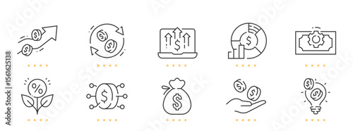 Investment line icons. Editable stroke