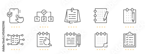 Note and task line icons. Editable stroke
