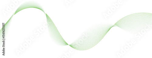 Abstract green lines on a white background. Modern technology wave design. Vector illustration .abstract background, wavy abstract green lines in wave shape, data flow concept, white background	