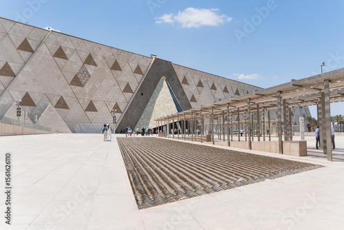 Grand egyptian museum exhibiting modern architecture and cultural heritage
