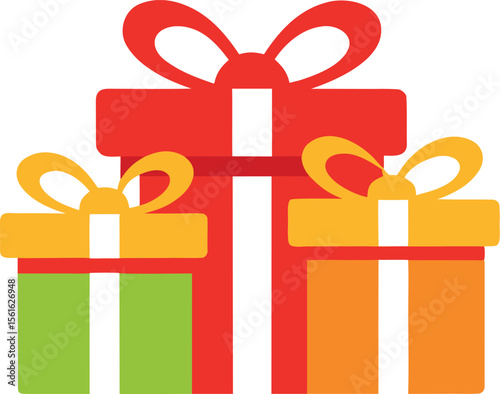 Bright Vector Icons of Gifts with Bold Ribbon