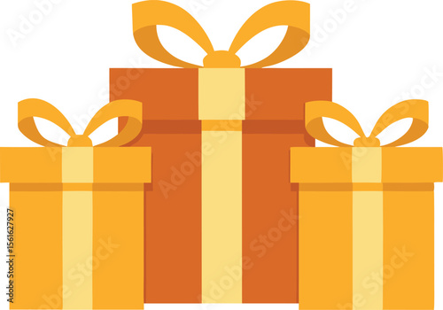 Group of Gift Boxes with Golden Ribbons