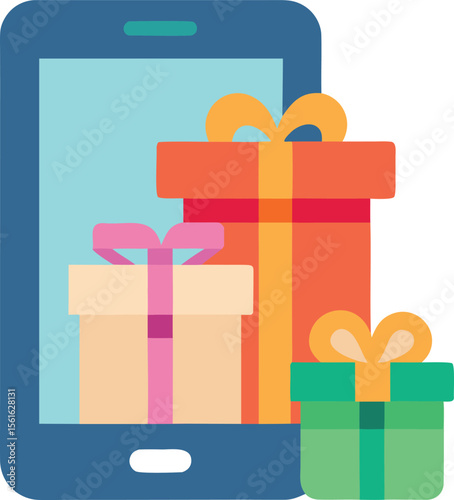 Flat Design Gift Boxes for Holiday Mobile App
