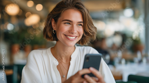 Woman influencer photographing food in a restaurant for social media Free Download Woman influencer photographing food in a restaurant for social media - GFXLoad