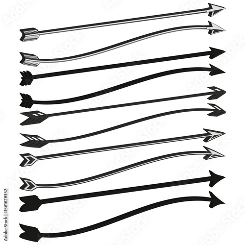 Curved arrows flow. Wavy direction icon. Flexible path Vector. Dynamic motion design.