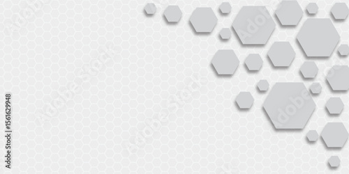 White pills on a black background forming a futuristic hexagonal pattern with a digital, 3D render illustration