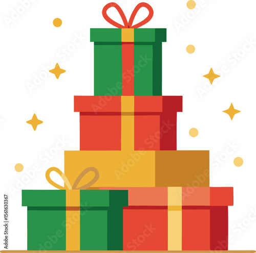 Traditional Holiday Gifts Stacked with Sparkles