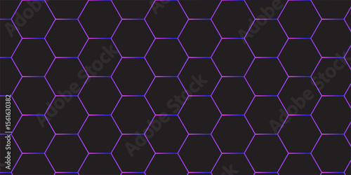 Seamless geometric hexagonal pattern featuring an abstract purple honeycomb texture, ideal for a modern tech-inspired backdrop or wallpaper design