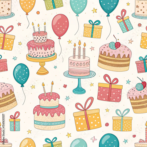 birthday cake seamless pattern