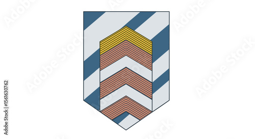 Heraldic Shield Design Featuring Chevron Patterns and Diagonal Stripes for Symbolic Representation