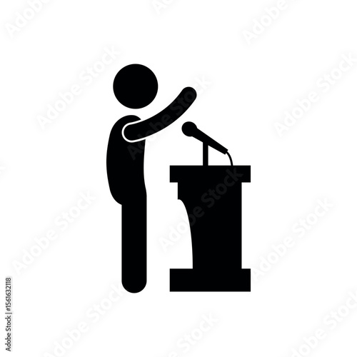 Person Speaking at Podium with Microphone for Public Address