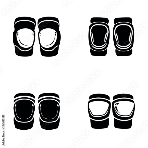 Collection of Black and White Knee Pads for Skating Safety Sports