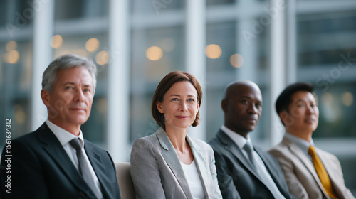 Job Interview in a Modern Office Setting with Business Professionals photo