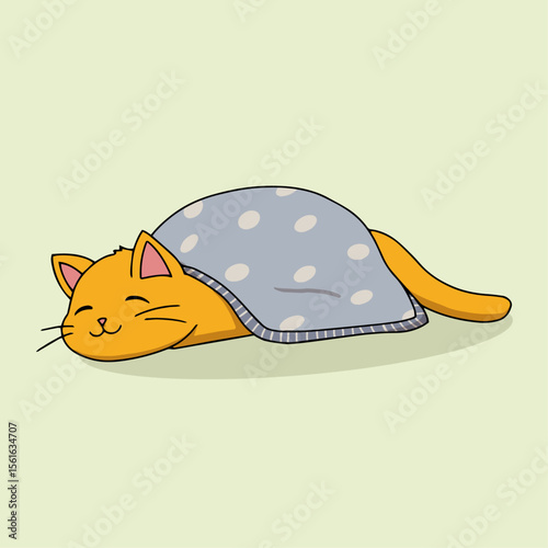 Vector Illustration of Orange Cat Sleeping