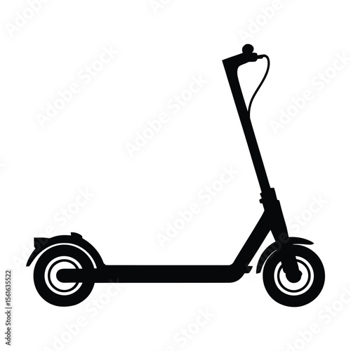 Electric Scooter Silhouette, Vector, Illustration, Icon, Logo, White Background.
