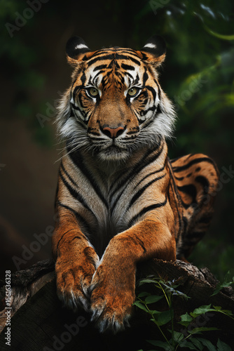 Sumatran tiger (Panthera tigris sumatrae) beautiful animal and his portrait