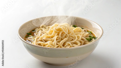 Bowl of Noodles Isolated on White Background