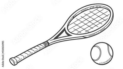 Tennis Racket and Ball Isolated Vector Illustration